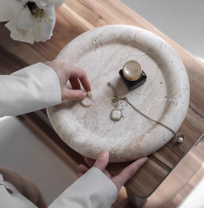 Round Travertine Tray