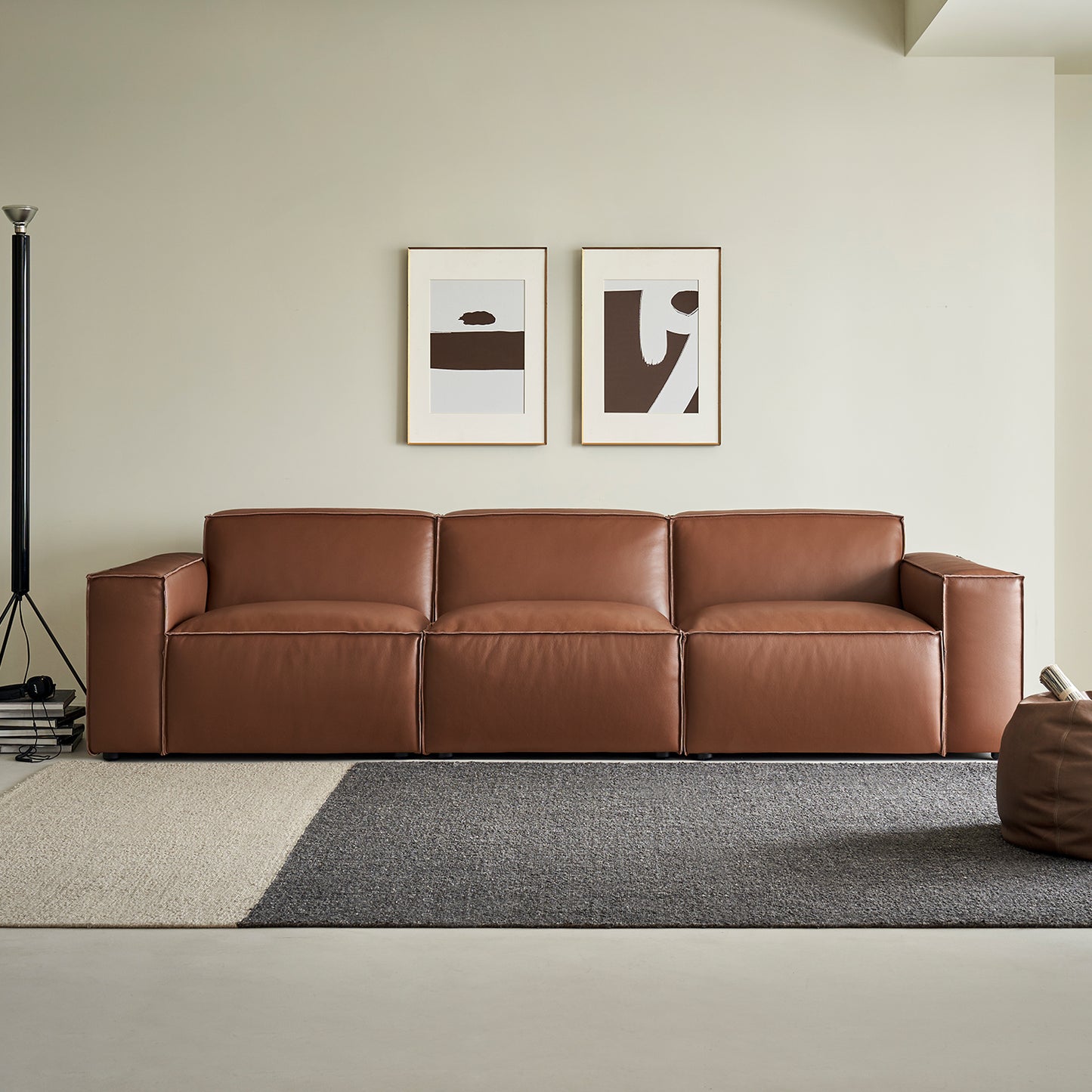 Genuine Leather Sofa
- Orange Brown