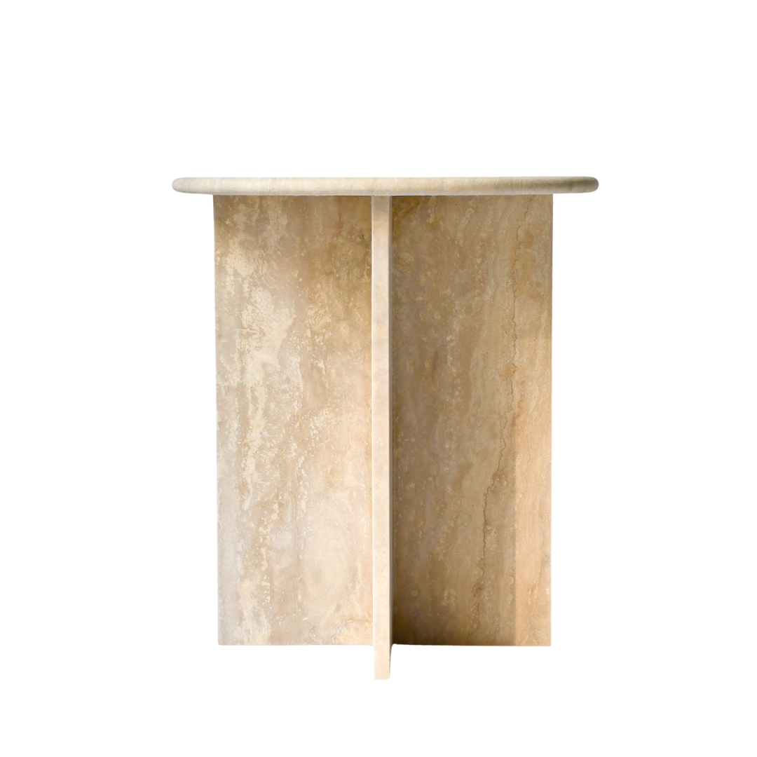 natural travertine side table