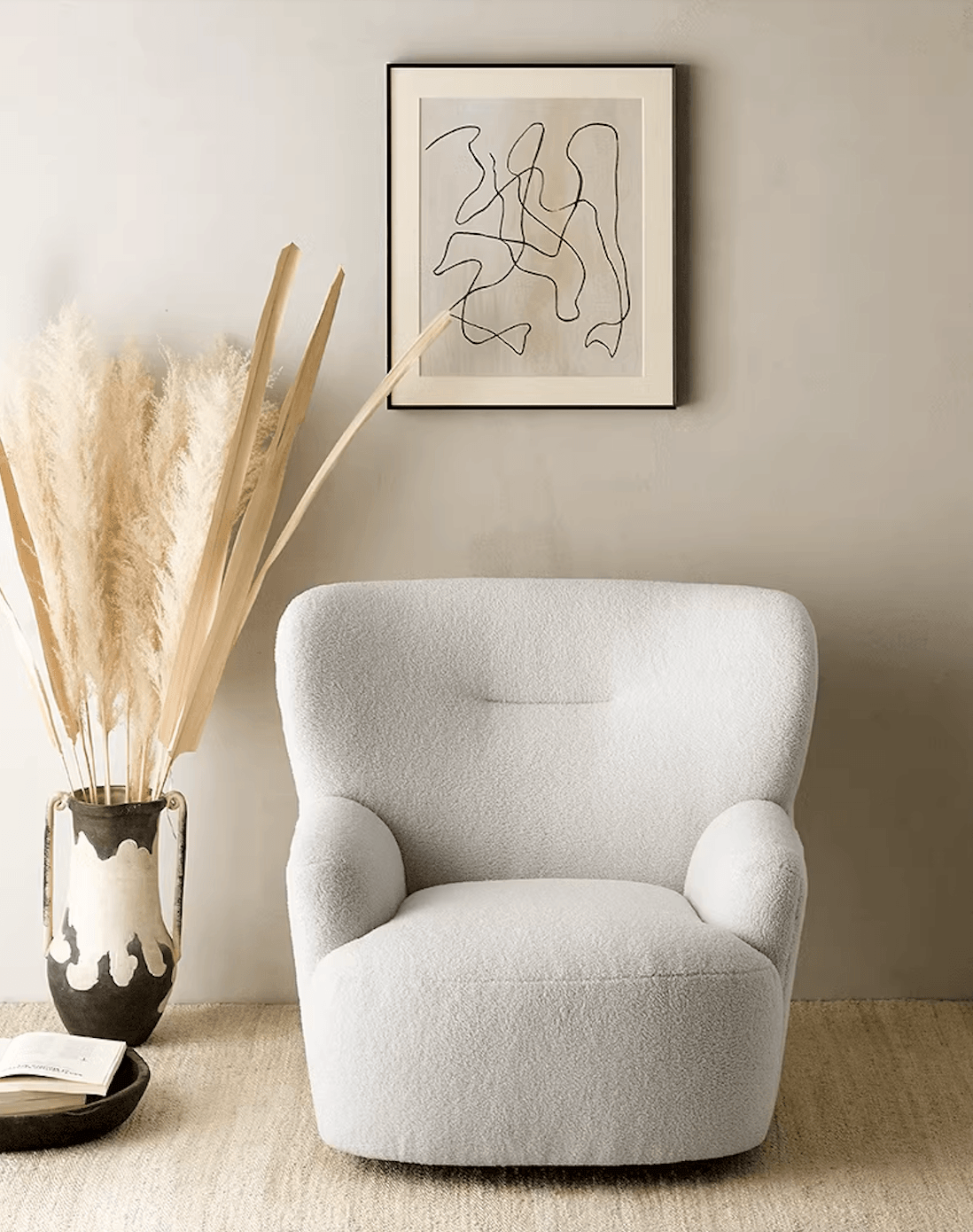 KIRA Armchair with Ottoman | White - Home Elements
