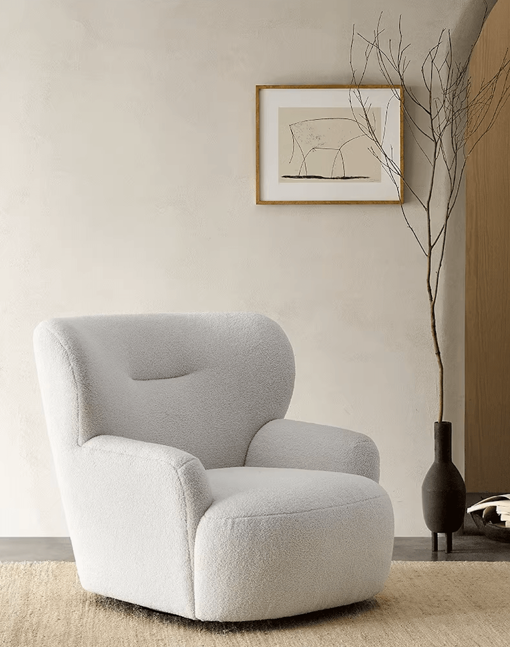KIRA Armchair with Ottoman | White - Home Elements