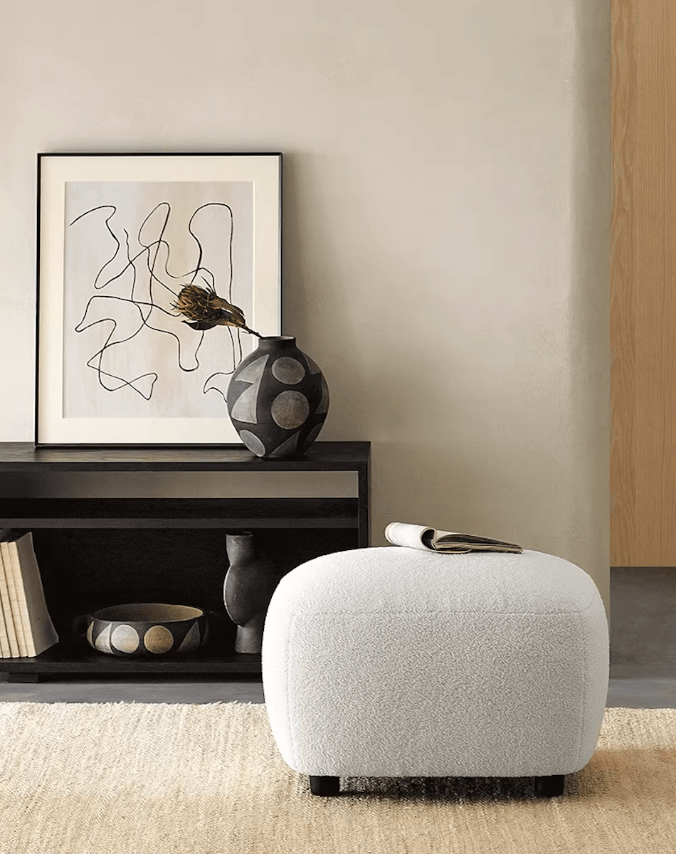 KIRA Armchair with Ottoman | White - Home Elements