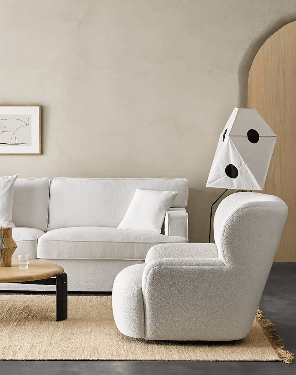 KIRA Armchair with Ottoman | White - Home Elements