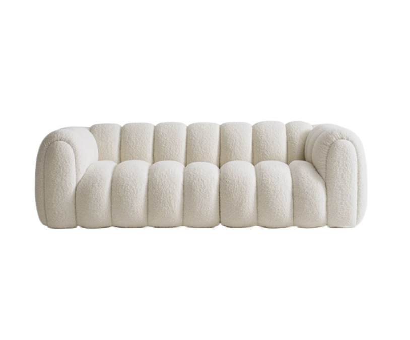 CHOLE 3 Seater Fleece Sofa | Cream - Home Elements