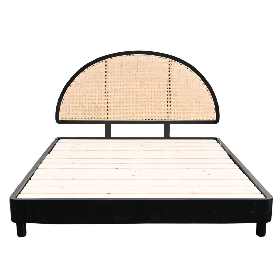 ARCO King Bed | Rattan | Solid wood | Black
