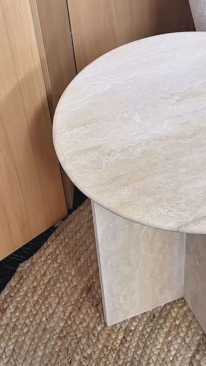 natural travertine side table