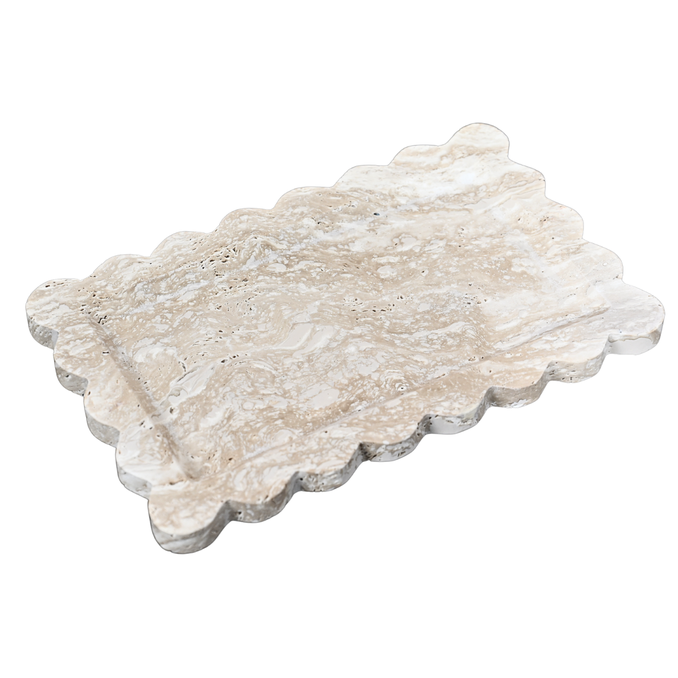 Scallop Travertine Tray | Beige