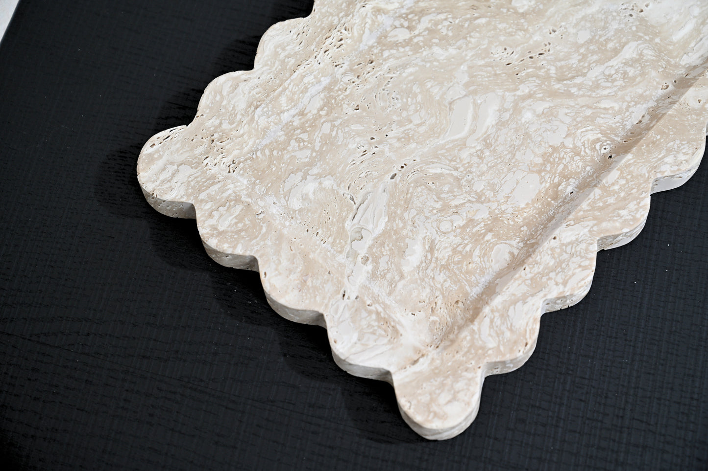 Scallop Travertine Tray | Beige
