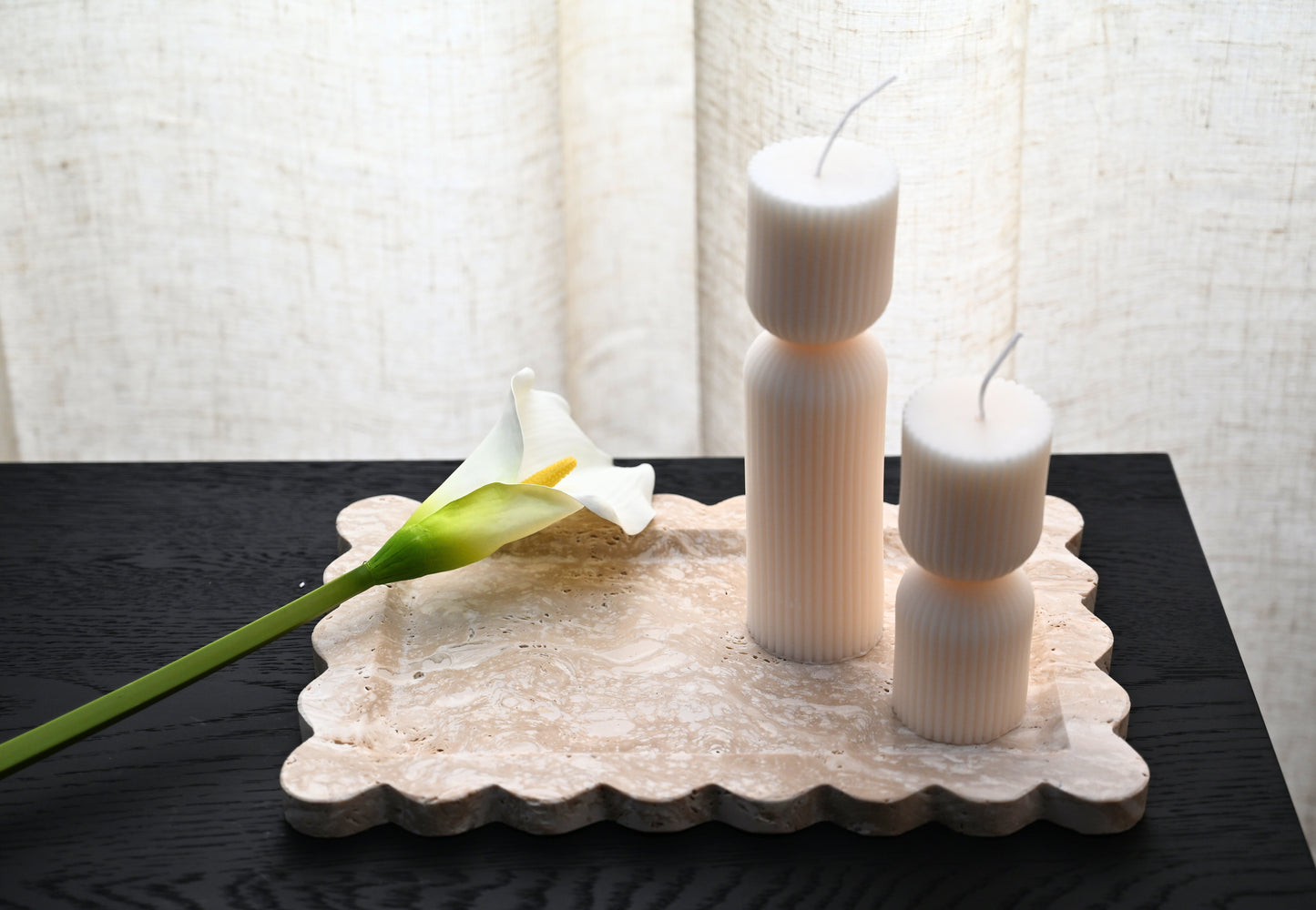 Scallop Travertine Tray | Beige