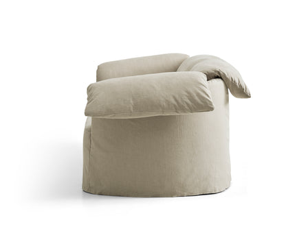 ASHITO 3 Seater Fabric Sofa | Beige | Washable Cover | Linen