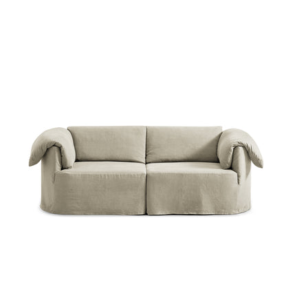 ASHITO 3 Seater Fabric Sofa | Beige | Washable Cover | Linen