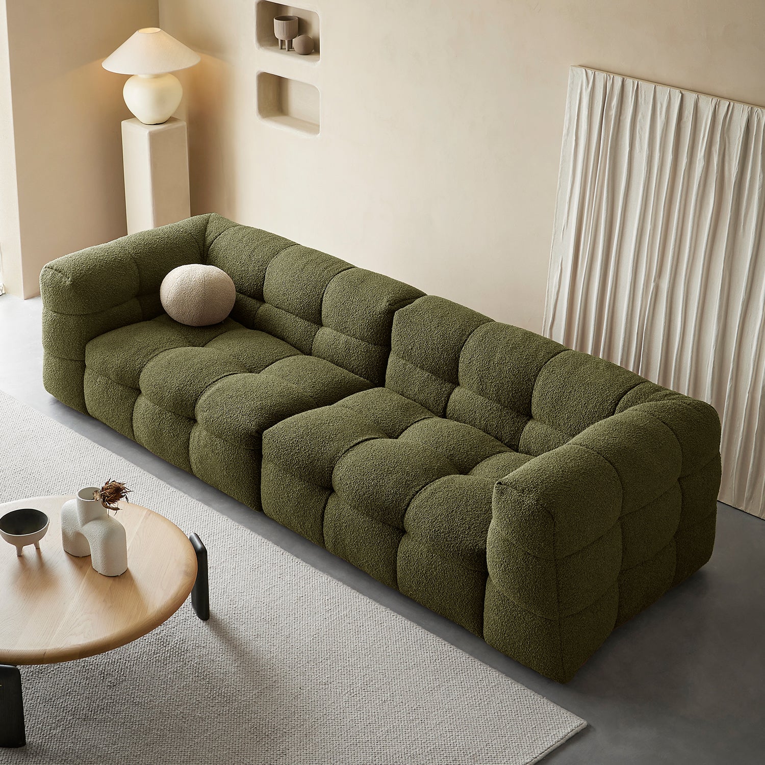 MILO 3 Seater Fabric Sofa | Forest green – Home Elements