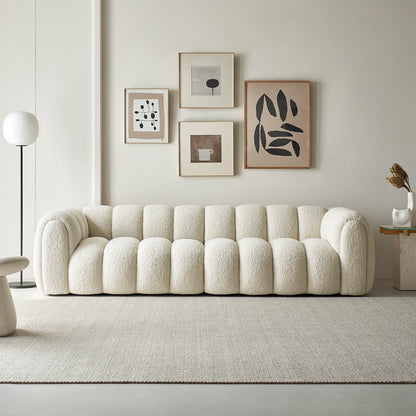 CHOLE 3 Seater Fleece Sofa | Cream - Home Elements