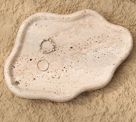 Organic-shaped Travertine Tray