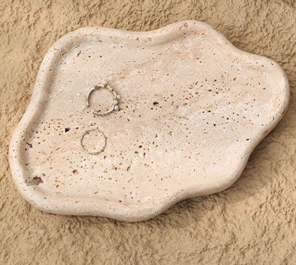 Organic-shaped Travertine Tray