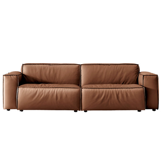 THEO 3 Seater Genuine Leather Sofa | Orange Brown