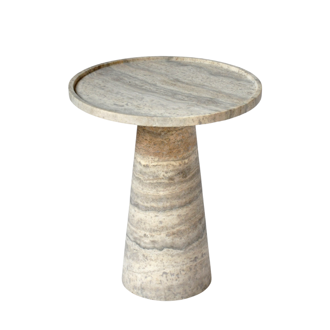 HALO | Side Table | Natural Travertine | Grey