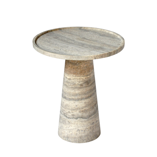 HALO | Side Table | Natural Travertine | Grey