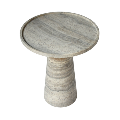 HALO | Side Table | Natural Travertine | Grey