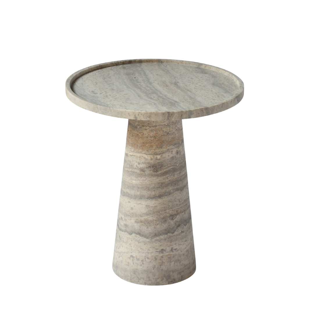 HALO | Side Table | Natural Travertine | Grey