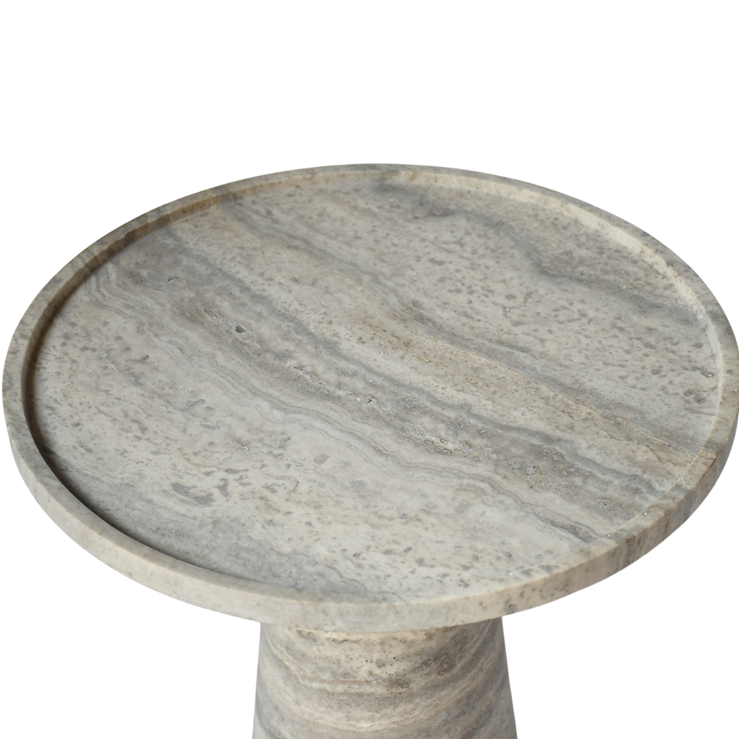 HALO | Side Table | Natural Travertine | Grey