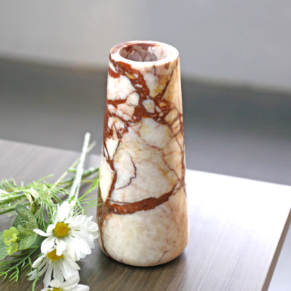 Natural Marble Vase | Calacatta Burgundy | 9cmX9cmX20cm