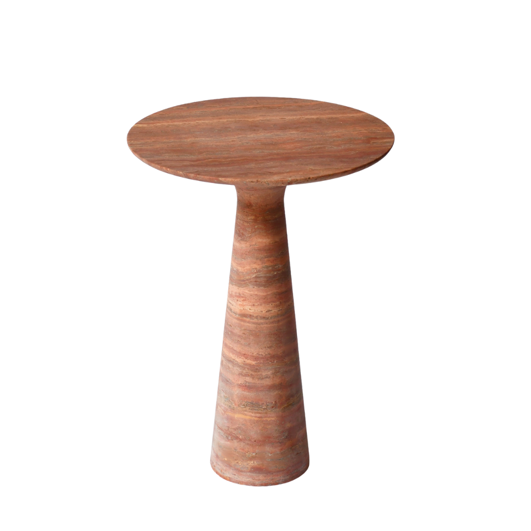 KERI | Side Table | Natural Travertine | Red