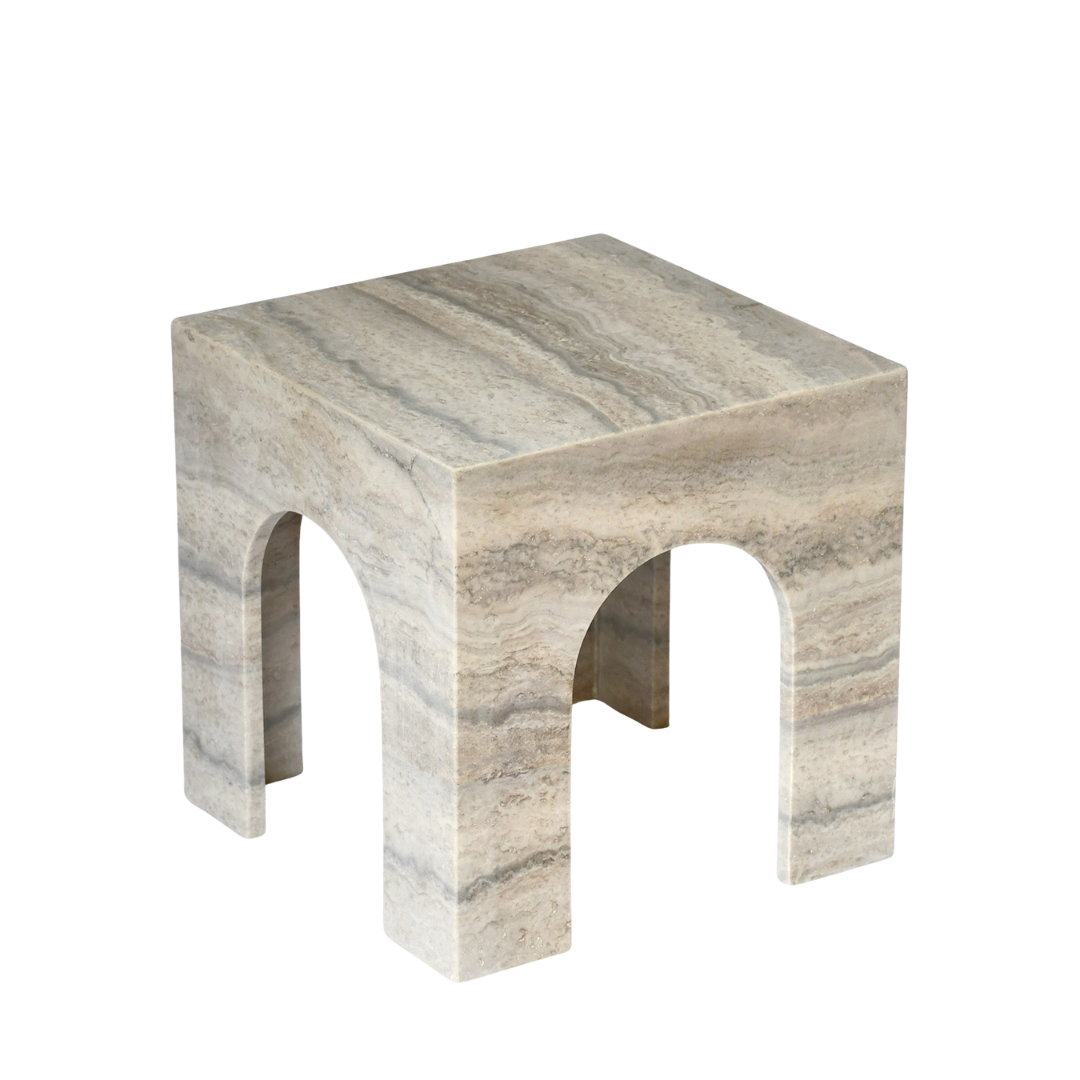 ERA | Side Table | Natural Travertine | Grey