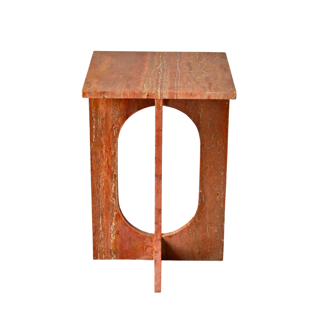 LILA | Side Table | Natural Travertine | Red