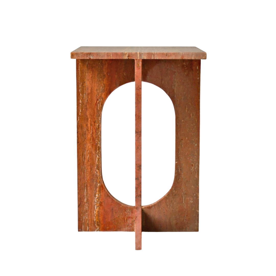 LILA | Side Table | Natural Travertine | Red