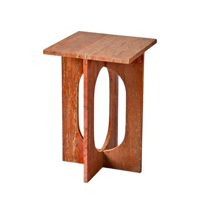 LILA | Side Table | Natural Travertine | Red