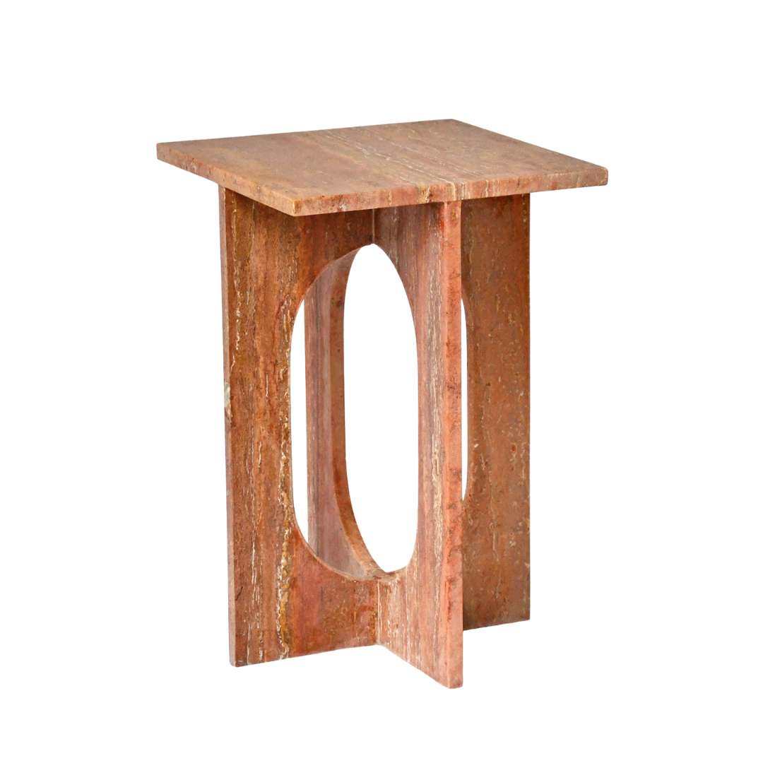 LILA | Side Table | Natural Travertine | Red