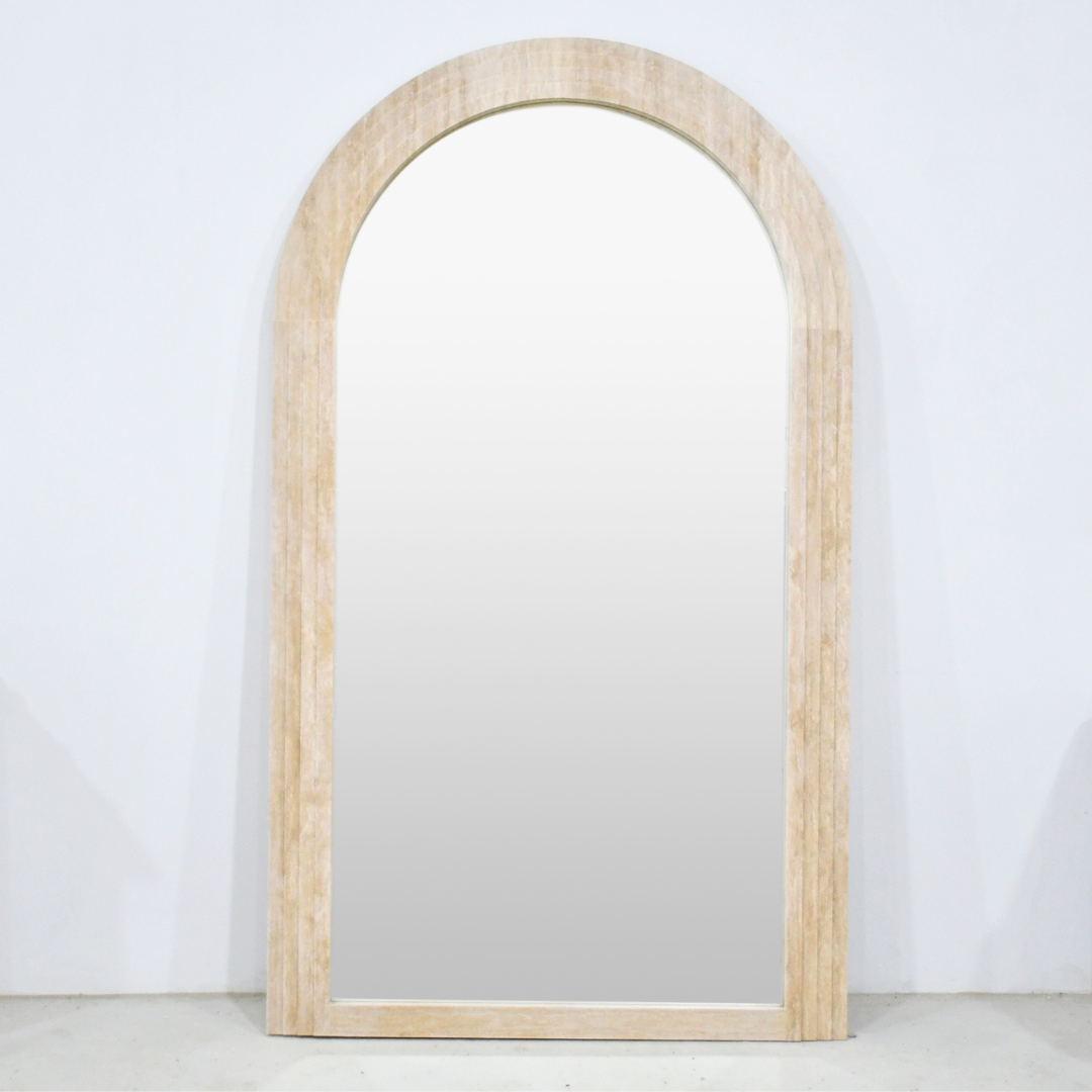 MOIRE Floor Mirror | Natural Travertine | Beige