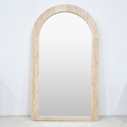 MOIRE Floor Mirror | Natural Travertine | Beige