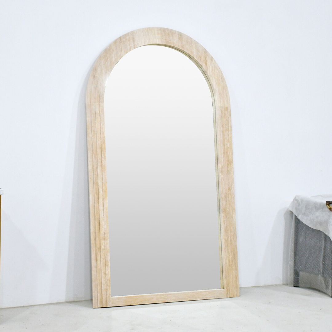MOIRE Floor Mirror | Natural Travertine | Beige