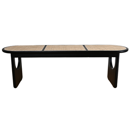 ash wood black bench seat 140cm
