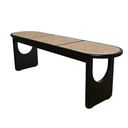 ash wood black bench seat 140cm