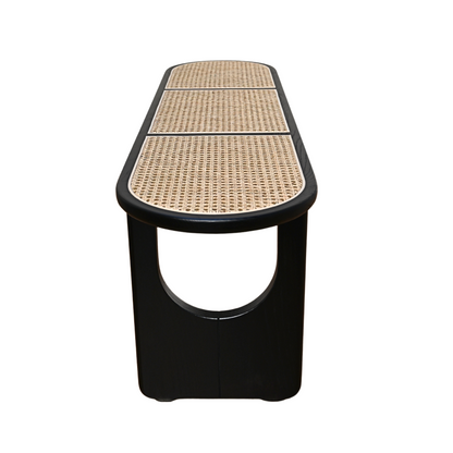 ash wood black bench seat 140cm
