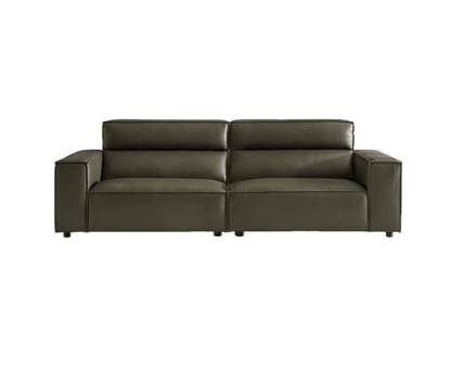 Genuine leather lounge suite in moss green