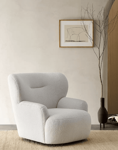 KIRA Armchair with Ottoman | White - Home Elements