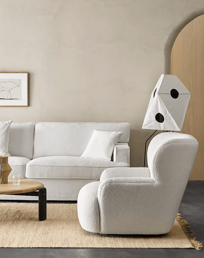 KIRA Armchair with Ottoman | White - Home Elements