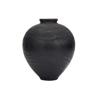 Carbonized Wooden Vessel | Black | Large - Home Elements