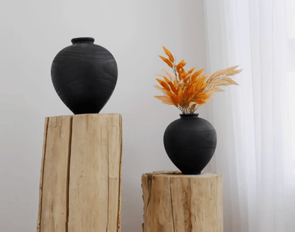 Carbonized Wooden Vessel | Black | Small - Home Elements