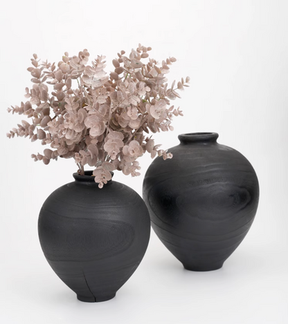 Carbonized Wooden Vessel | Black | Large - Home Elements
