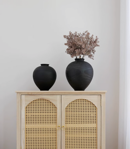 Carbonized Wooden Vessel | Black | Large - Home Elements