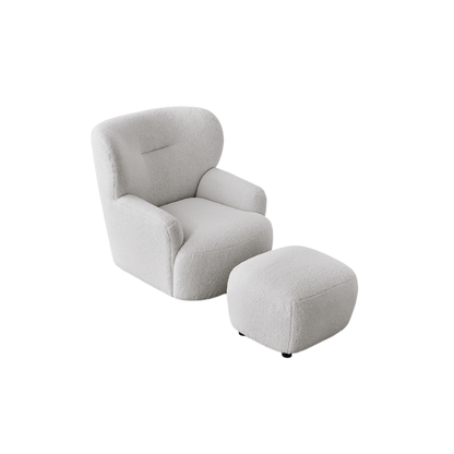 KIRA Armchair with Ottoman | White - Home Elements
