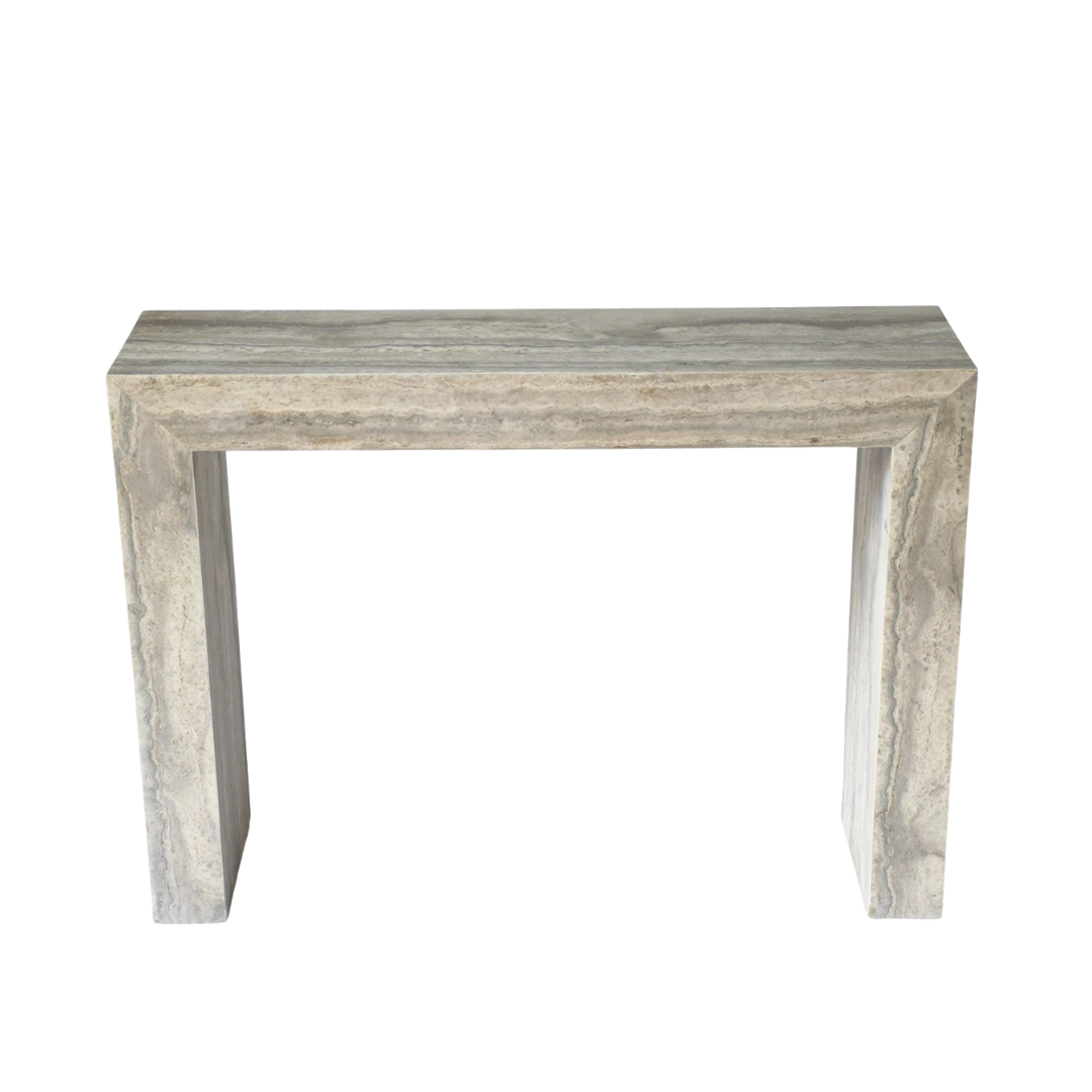 SORA Hall Table | Console Table | Natural Travertine | Grey