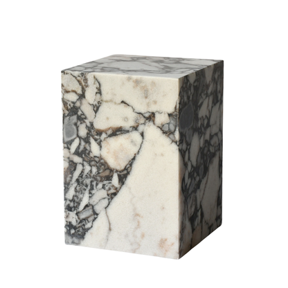 CUBI Plinth | Side Table | Natural Marble | Ocean Storm