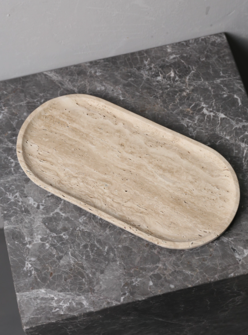 Travertine Oval Tray | Natural Travertine | 30cmX15cmX1.8cm