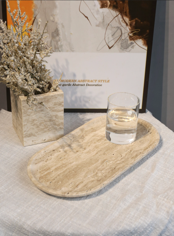 Travertine Oval Tray | Natural Travertine | 30cmX15cmX1.8cm